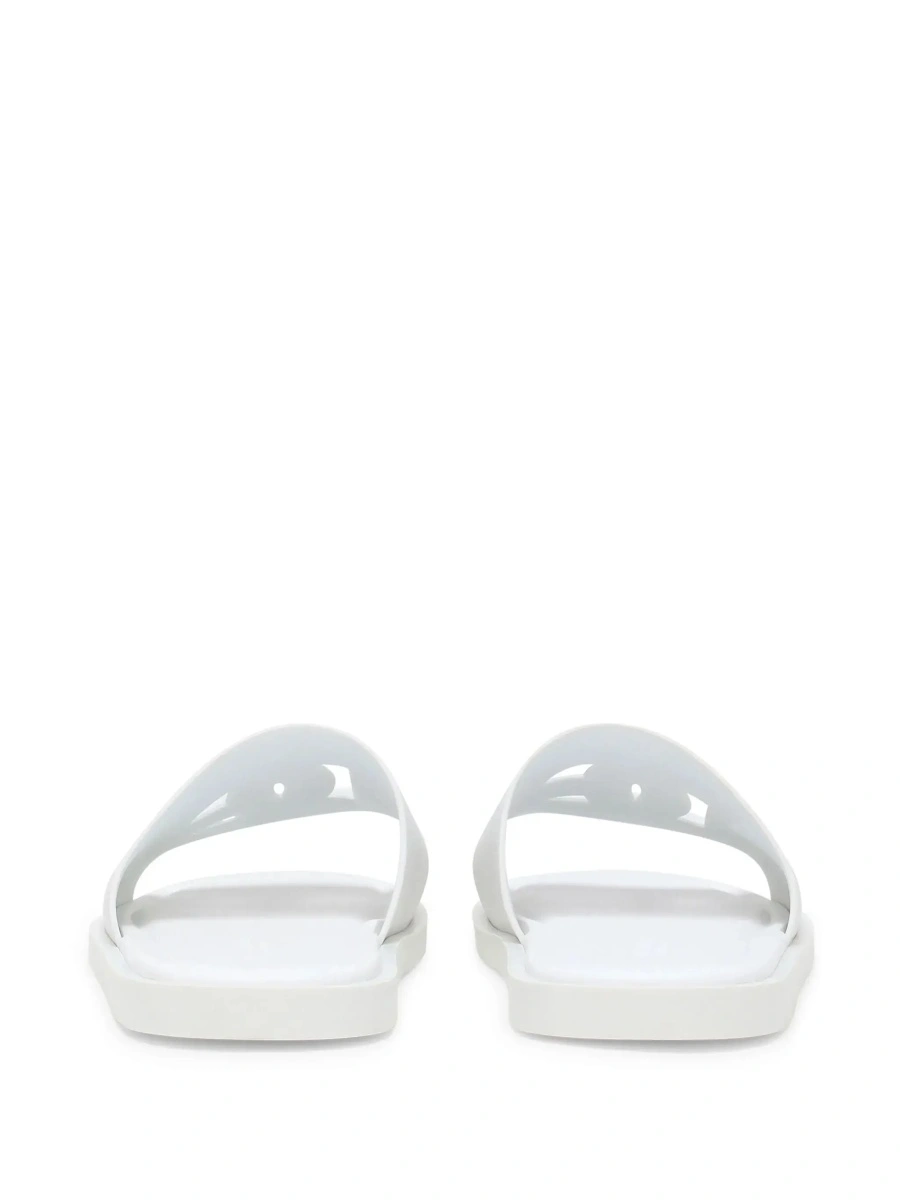 Sandale White Rubber Logo Detail Slip-On Sandals for Men - Img 6