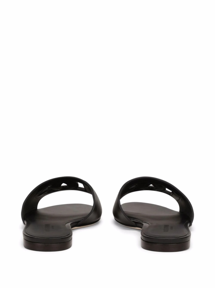 Slapi Dolce &amp; Gabbana DG Logo negri din piele - Img 3