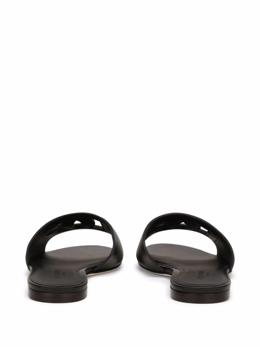 Slapi Dolce &amp; Gabbana DG Logo negri din piele - Img 3