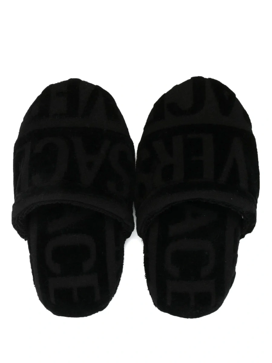 Slapi VERSACE HOME negri din piele ecologica - Img 6