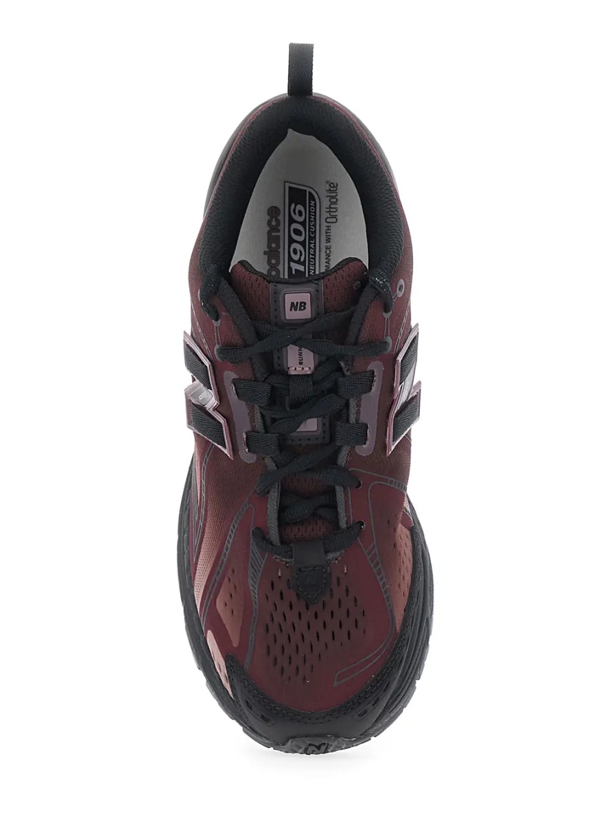 Sneakers '1906E' Bordeaux Low Top Sneakers with Logo Patch on the Side in Leather and Fabric Unisex - Img 4