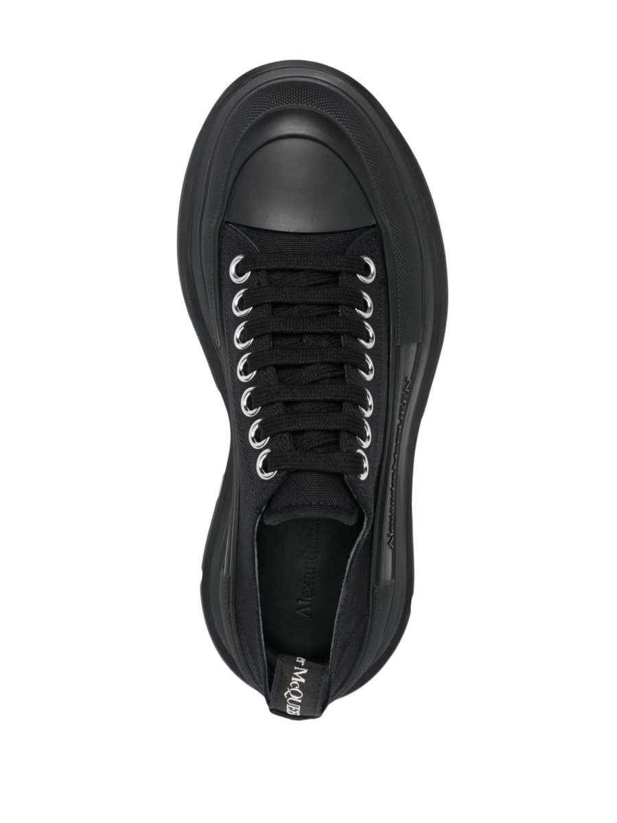 Sneakers Alexander McQueen tread slick negri din bumbac - Img 4