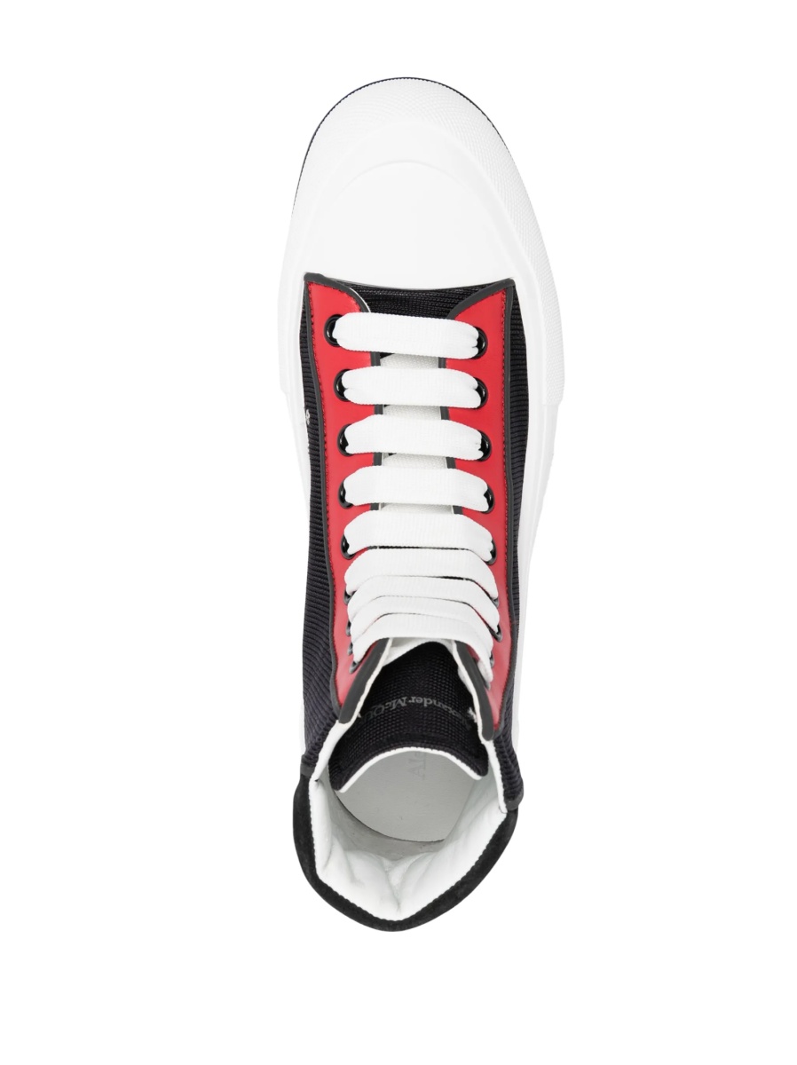 Sneakers Alexander McQueen tread slick negri din material textil si piele - Img 4