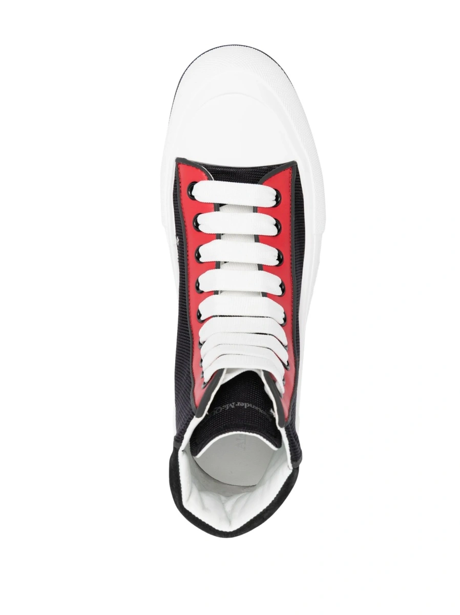 Sneakers Alexander McQueen tread slick negri din material textil si piele - Img 4