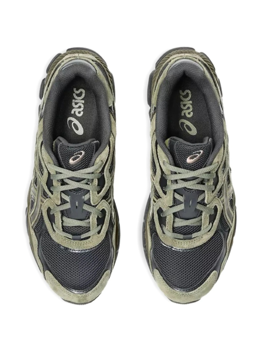 Sneakers ASICS verzi din piele si piele intoarsa - Img 4