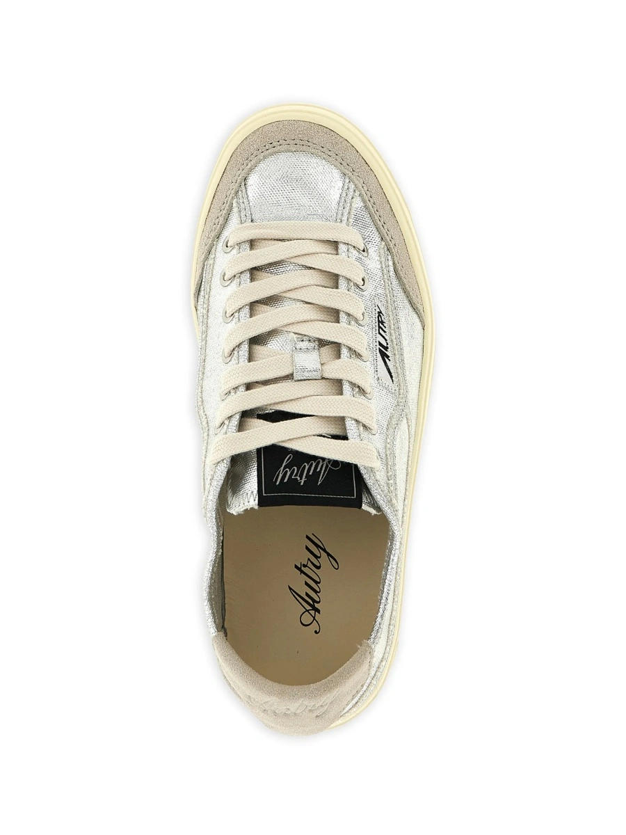 Sneakers AUTRY argintii din piele si material textil - Img 4