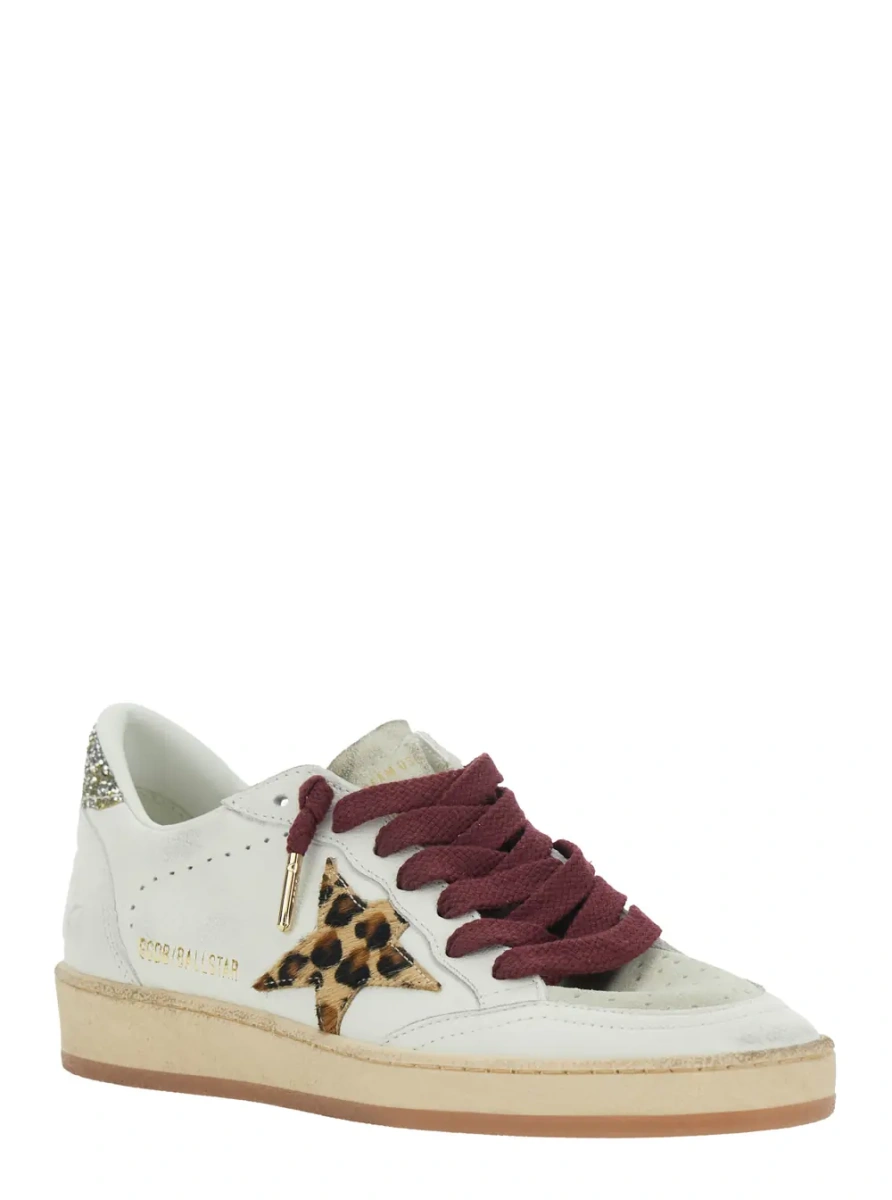 Sneakers 'Ballstar' White Low Top Sneakers with Star Patch with Glitter and Glitter Heel and Logo Lettering in Leather for Women - Img 2