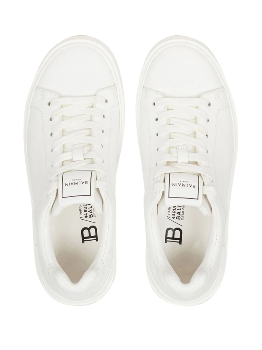 Sneakers Balmain b-court albi din piele - Img 4