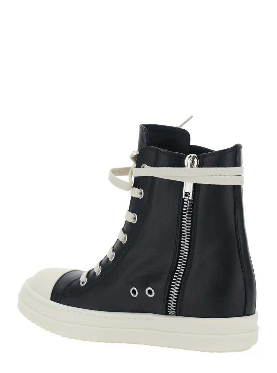 Sneakers Black Sneakers with Oversized Decorative Laces and Zip Closure on the Side in Leather for Women - Img 3