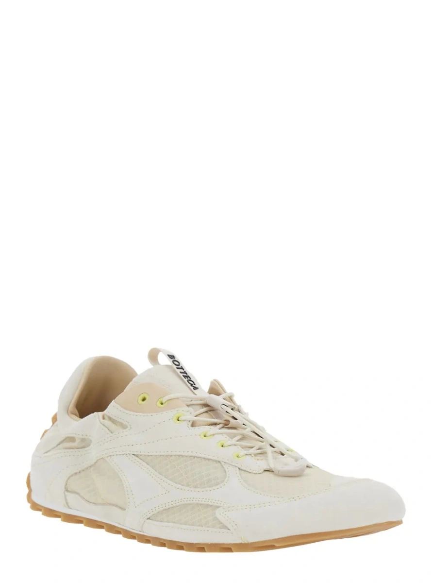 Sneakers Bottega Veneta bej din piele si material textil - Img 2