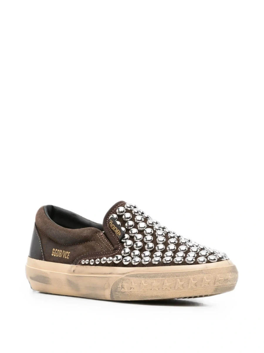 Sneakers Brown Low Top Sneakers with Stud Embellishment in Leather for Women - Img 5