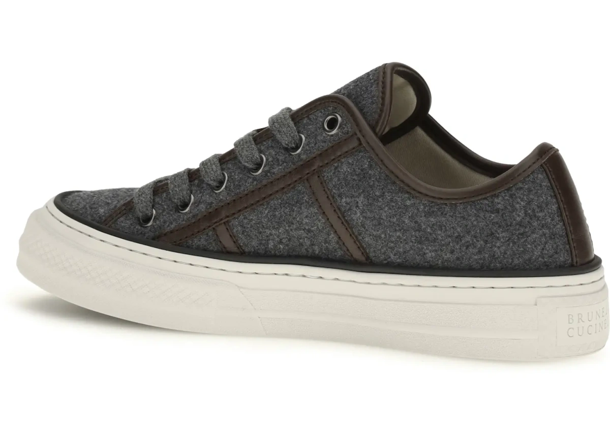 Sneakers Brunello Cucinelli gri din piele intoarsa - Img 3
