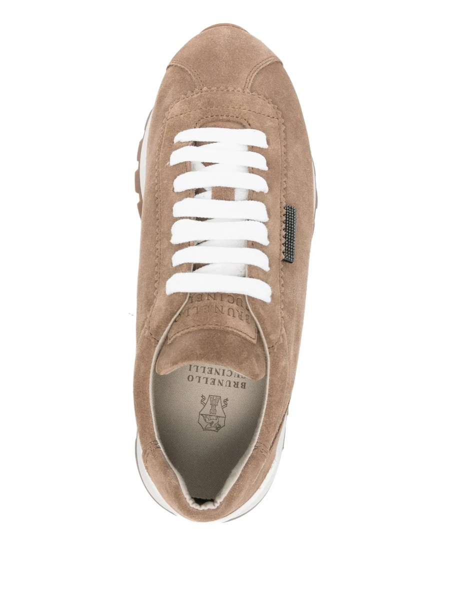 Sneakers Brunello Cucinelli maro din piele intoarsa - Img 7