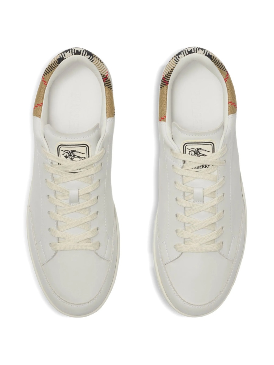 Sneakers Burberry albi din poliuretan si piele intoarsa - Img 4