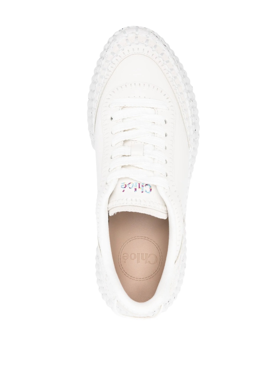 Sneakers Chloe albi din piele - Img 4