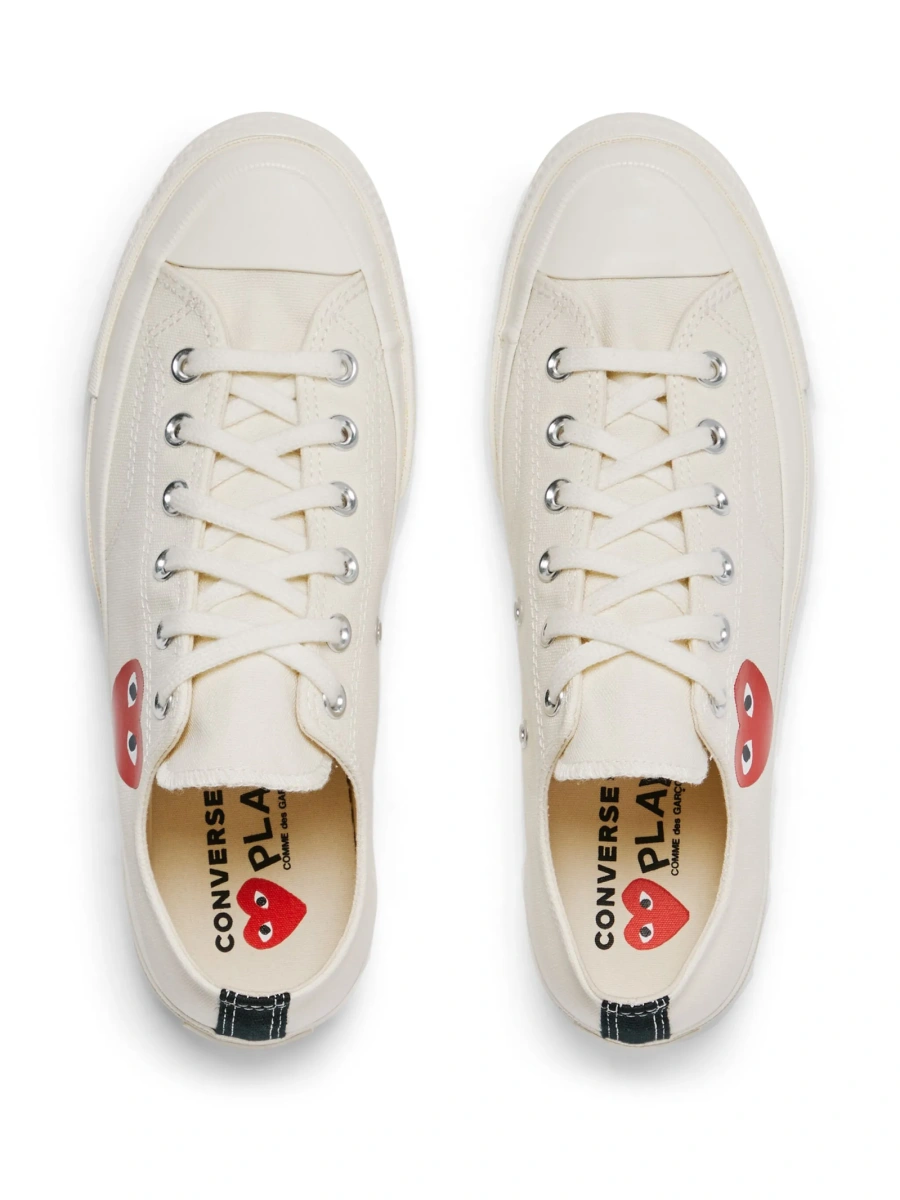 Sneakers COMME DES GARÇONS PLAY X CONVERSE albi din material textil - Img 3