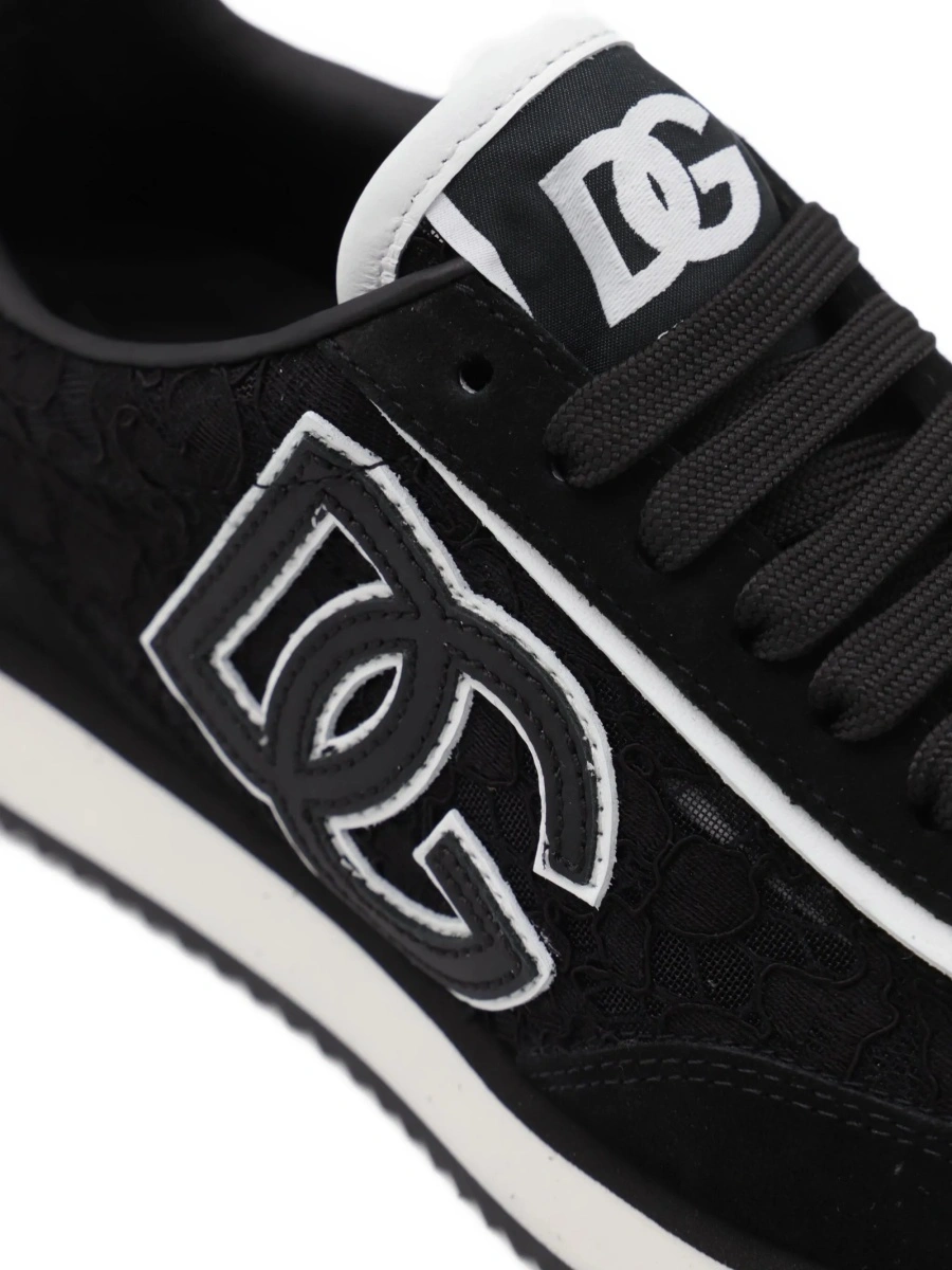 Sneakers Dolce &amp; Gabbana negri din vascoza si bumbac - Img 4