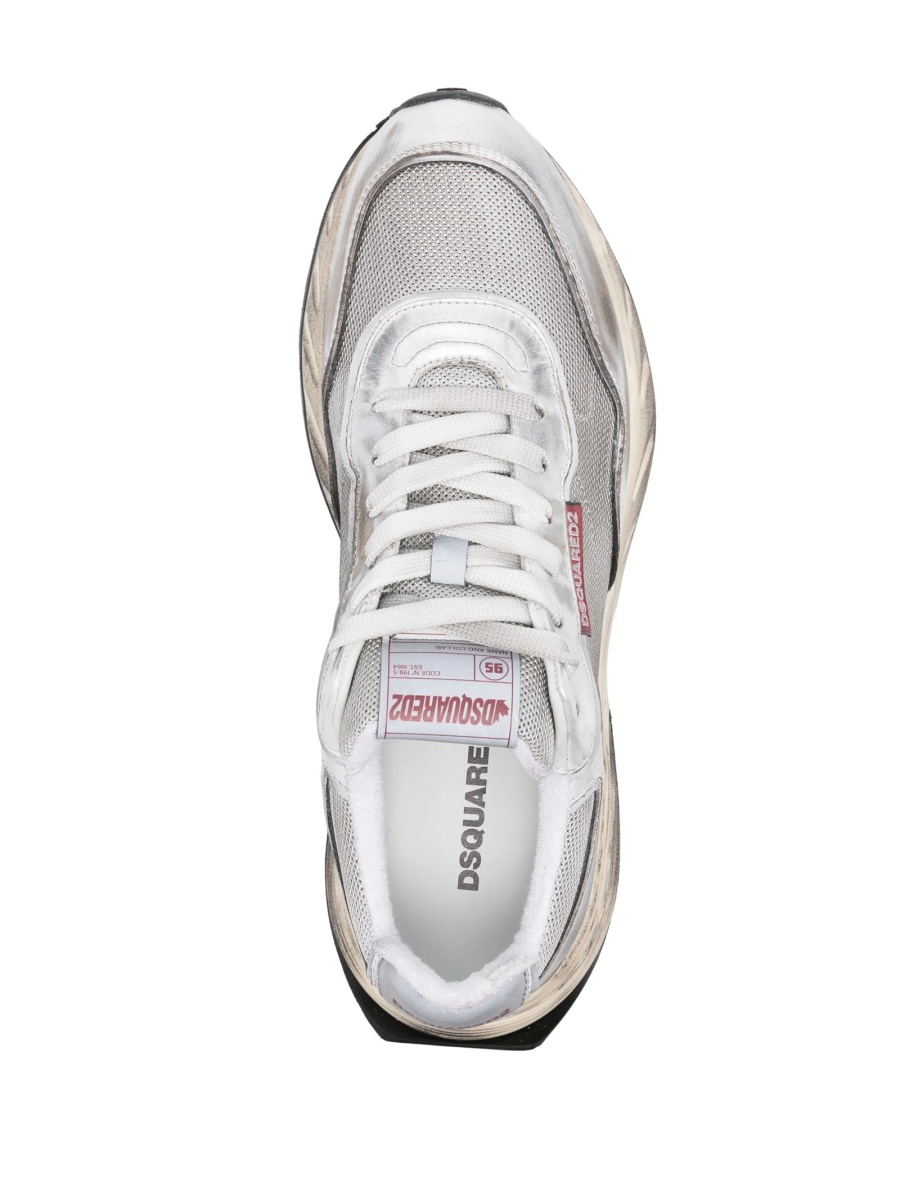 Sneakers DSQUARED2 argintii din piele si material textil - Img 4