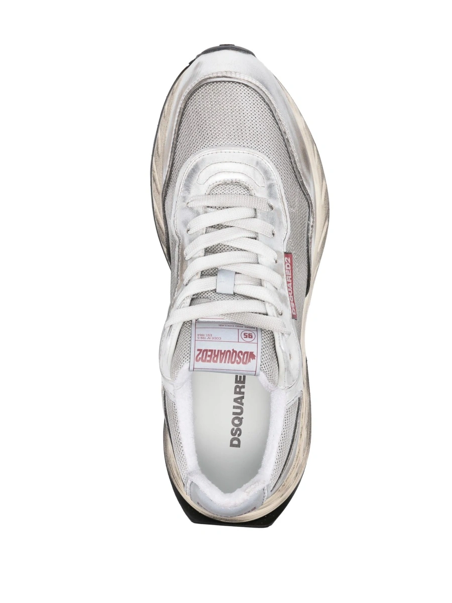Sneakers DSQUARED2 argintii din piele si material textil - Img 4