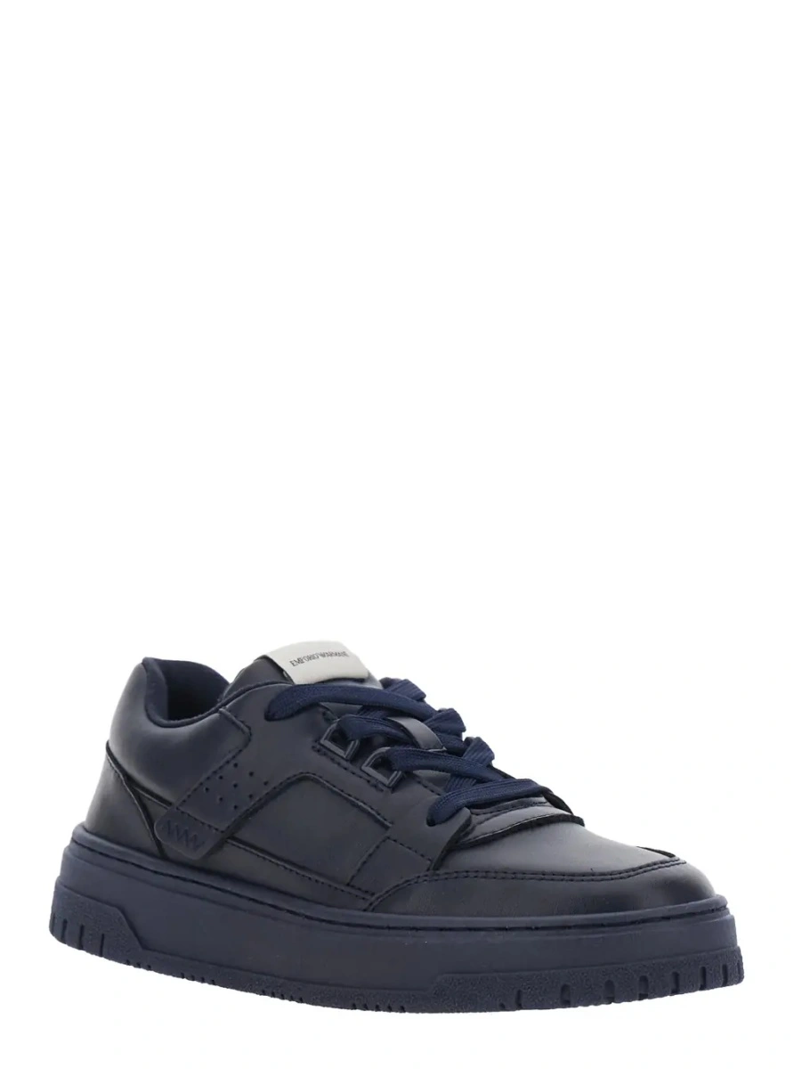 Sneakers EMPORIO ARMANI KIDS albastri din piele - Img 2