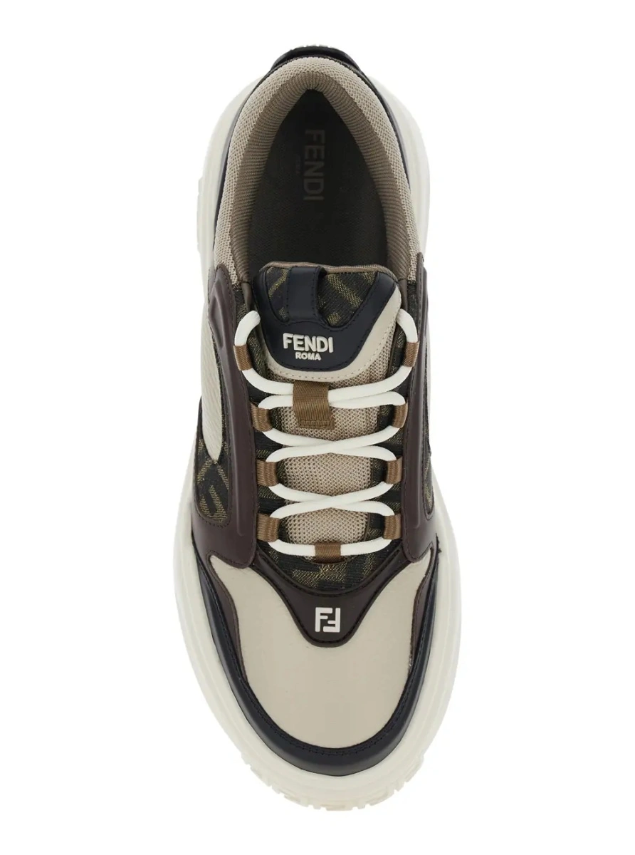 Sneakers Fendi 'Force' multicolor din jacquard FF si piele - Img 4