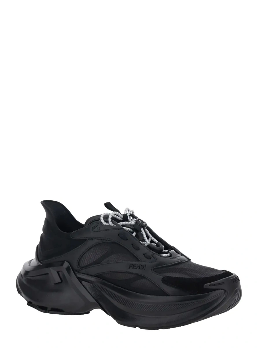 Sneakers Fendi negri din mesh si piele - Img 2