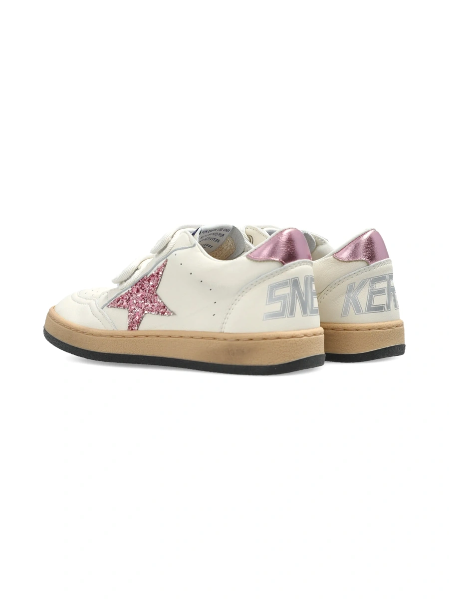 Sneakers Golden Goose albi din sclipici si piele - Img 3