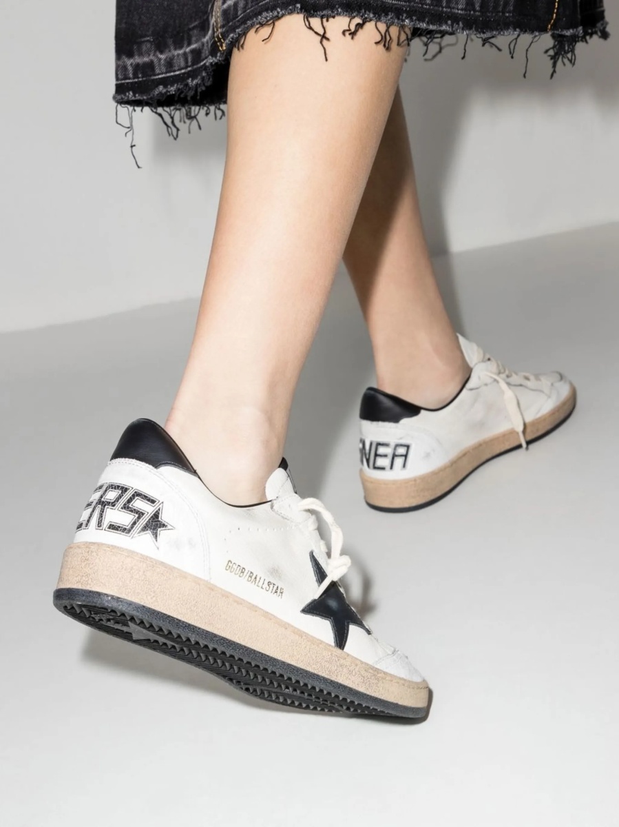 Sneakers Golden Goose ball star albi din piele - Img 3