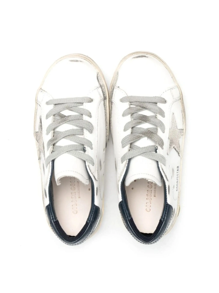 Sneakers GOLDEN GOOSE KIDS albi din piele si piele intoarsa - Img 6