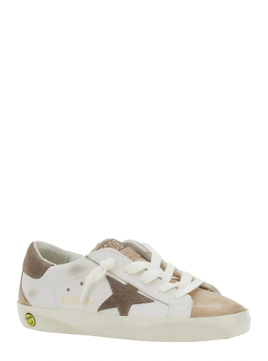 Sneakers GOLDEN GOOSE KIDS albi din piele 'Superstar' - Img 2
