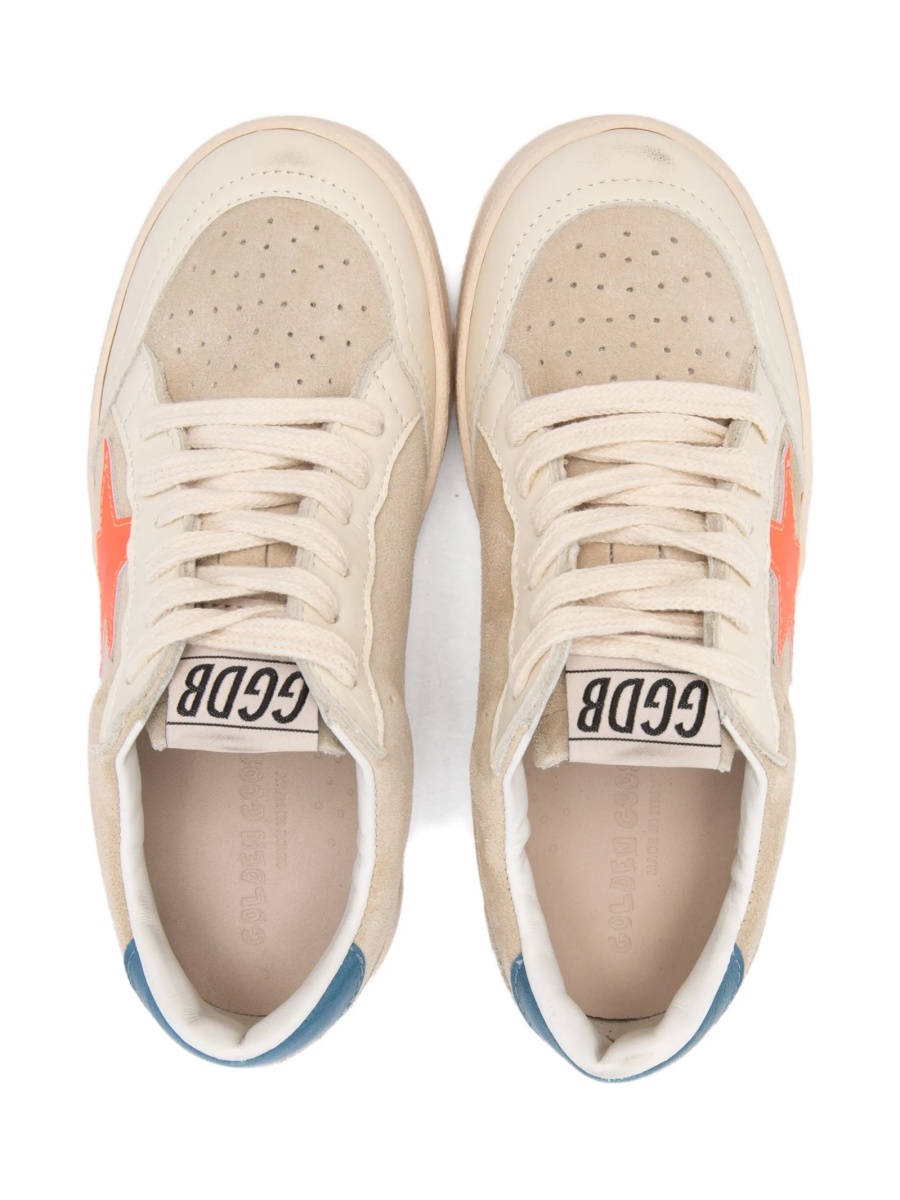Sneakers Golden Goose neutri din piele si piele intoarsa - Img 3