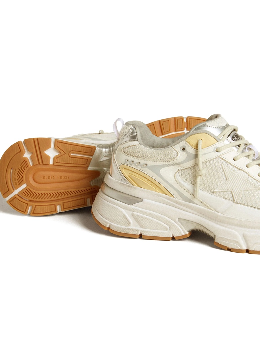 Sneakers Golden Goose star albi din piele si polyester - Img 4