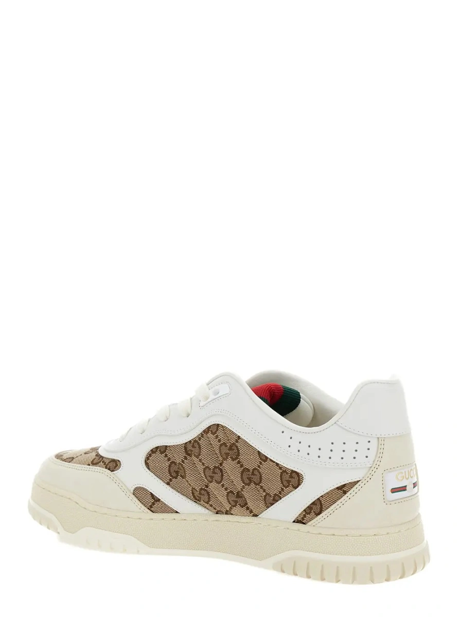 Sneakers Gucci albi din piele si tesatura tehnica - Img 3
