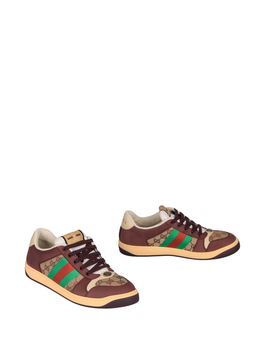 Sneakers Gucci maro din material textil si piele - Img 2