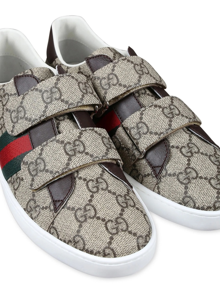 Sneakers Gucci neutri din material textil si rasina poliuretanica - Img 2
