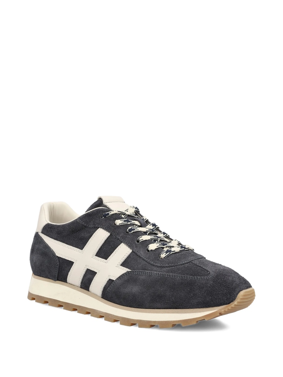 Sneakers Hogan albastri din piele si piele intoarsa - Img 2