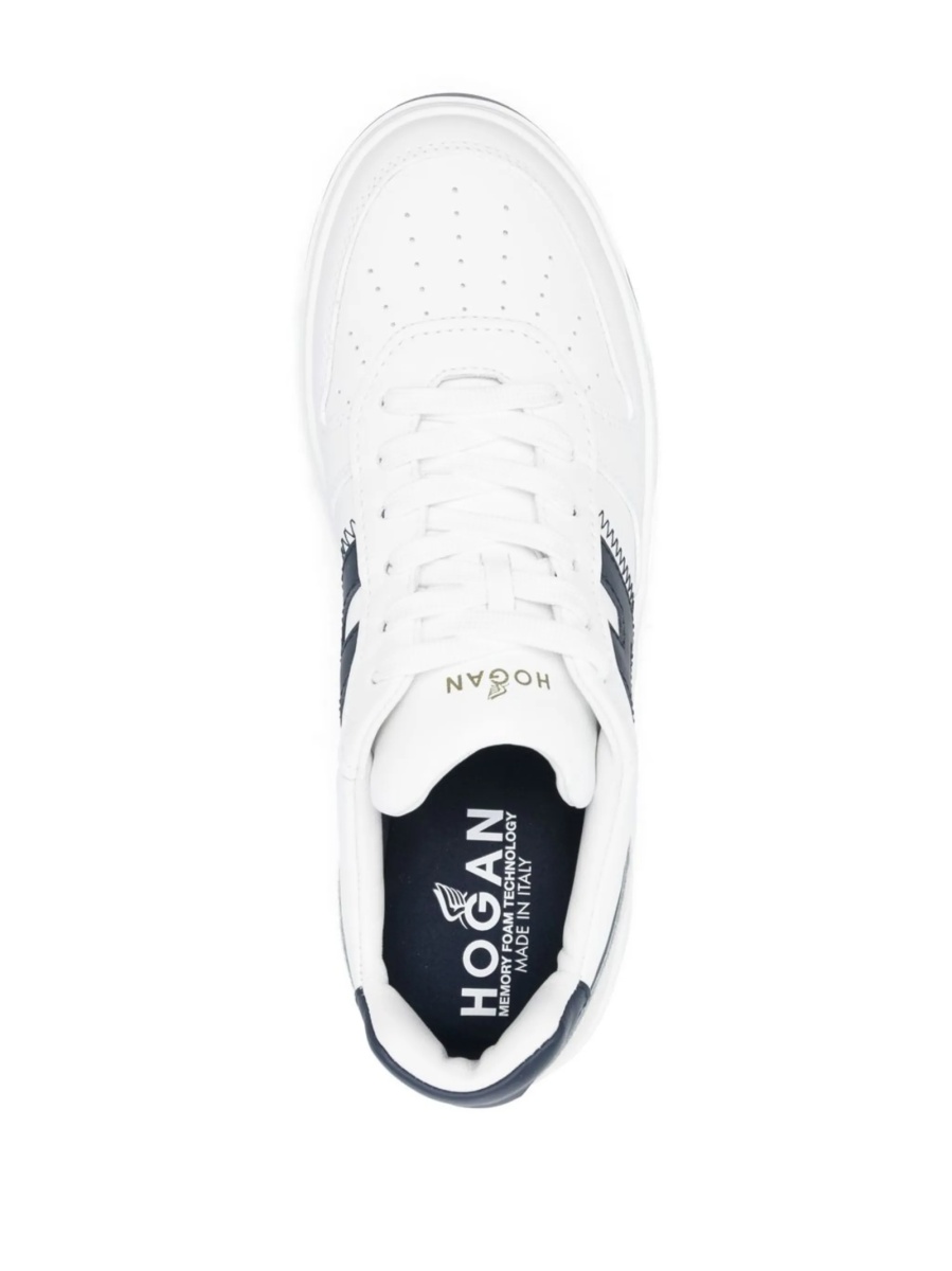 Sneakers Hogan albi din piele si piele intoarsa - Img 4