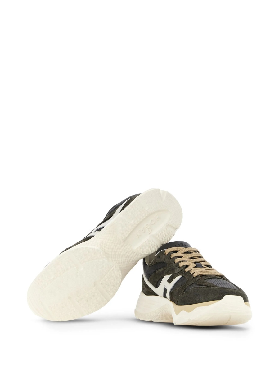 Sneakers Hogan gri din piele si piele intoarsa - Img 4