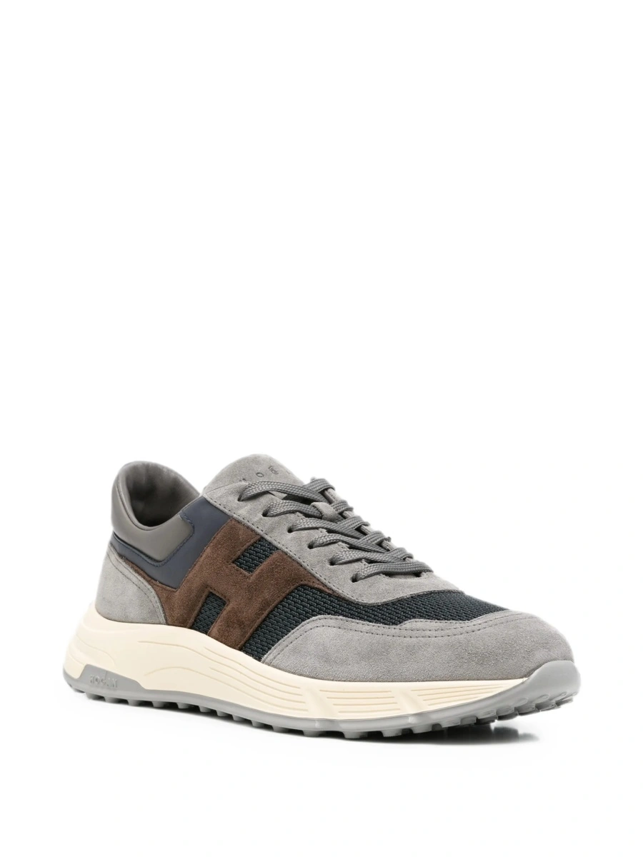 Sneakers Hogan gri din piele si piele intoarsa - Img 2