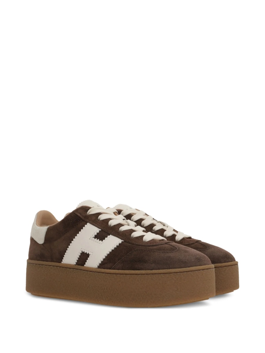 Sneakers Hogan maro din piele si piele intoarsa - Img 2