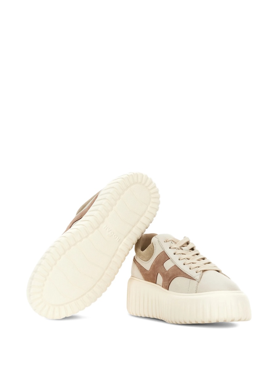 Sneakers Hogan neutri din piele intoarsa si piele - Img 5