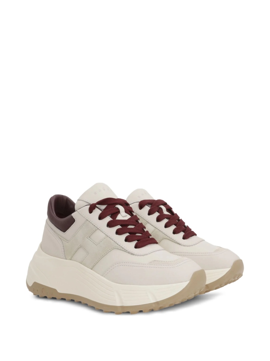 Sneakers Hogan neutri din piele si material textil - Img 2