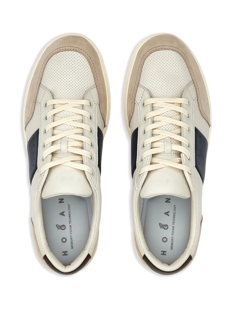 Sneakers Hogan neutri din piele si piele intoarsa - Img 5