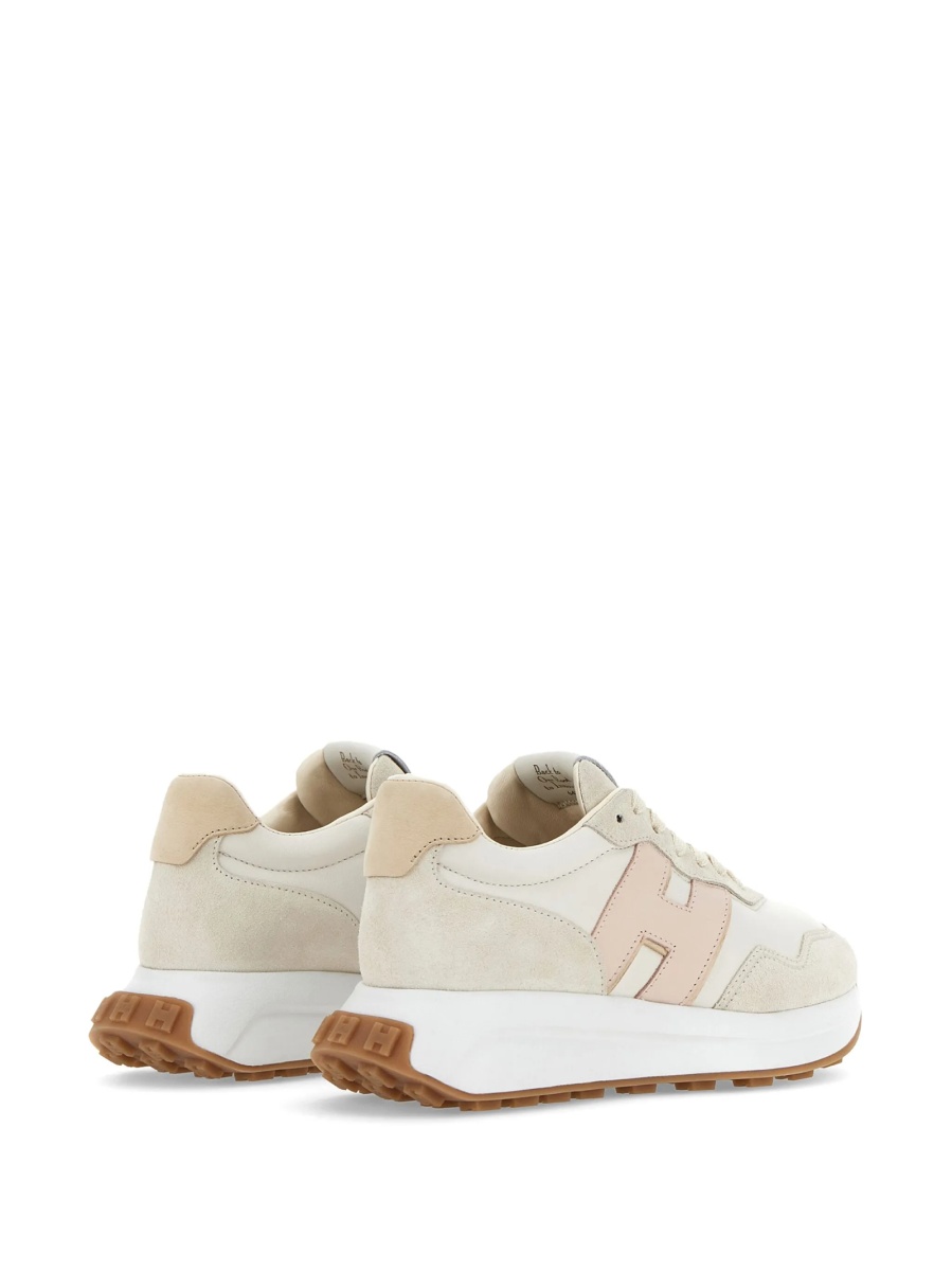 Sneakers Hogan neutri din piele si piele intoarsa - Img 3