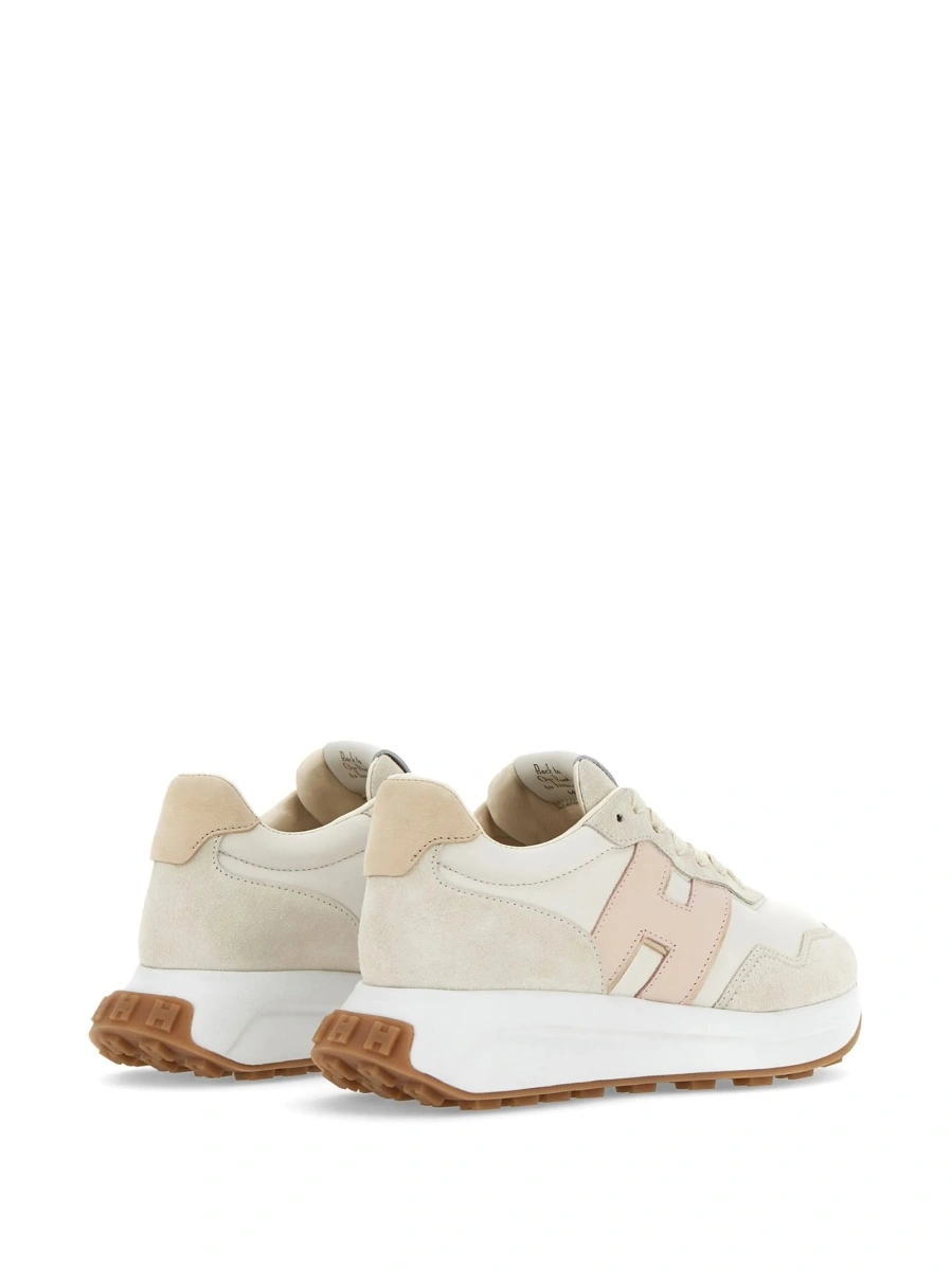 Sneakers Hogan neutri din piele si piele intoarsa - Img 3