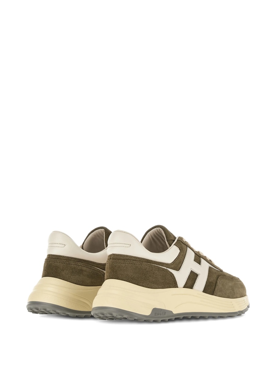Sneakers Hogan verzi din piele intoarsa si piele - Img 3