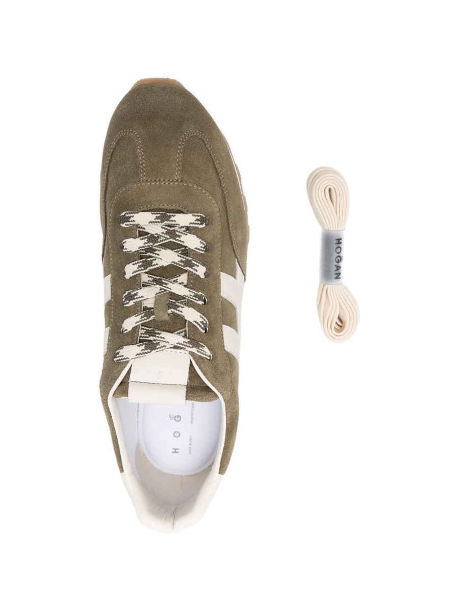Sneakers Hogan verzi din piele intoarsa si piele - Img 3