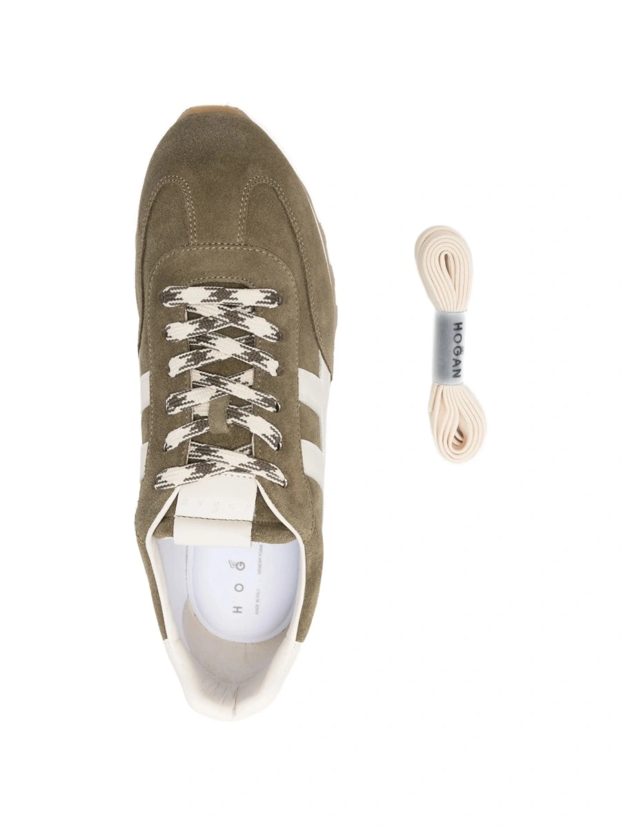 Sneakers Hogan verzi din piele intoarsa si piele - Img 3