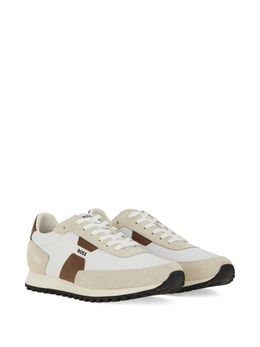 Sneakers Hugo Boss neutri din piele intoarsa si piele - Img 2