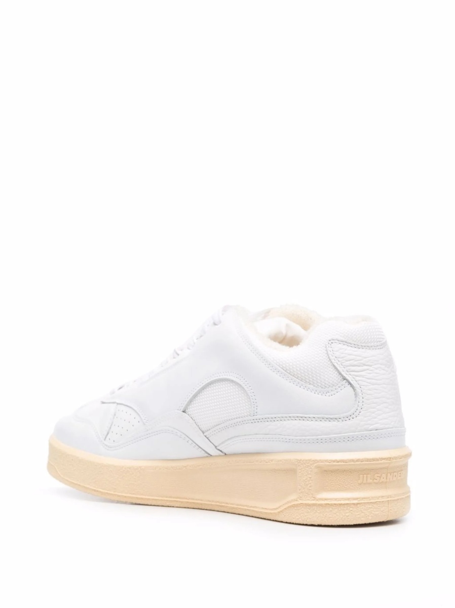 Sneakers Jil Sander albi din polyester si piele - Img 3